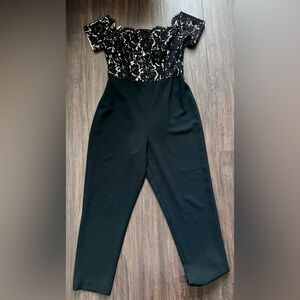 Women's Jumpsuit Cocktail Party Dressy Jumpsuit Black / Tan Size M